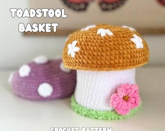 LOW SEW Toadstool Basket Crochet Pattern, Mushroom Basket, Flowering Fun-Guy, Crochet Pattern