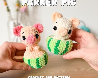 Popping Watermelon Schwein Häkelanleitung, Parker Schwein, Tiefnähen, Nur Digitale Datei