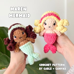 Maren the Mermaid, Crochet Mermaid Pattern, Crochet Mermaid, Crochet Pattern, Amigurumi Pattern, Pocket Mermaid, Pocket Pattern, Crochet