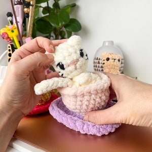 NO SEW Tabby Teacup Popping Desk Pal, PDF Pattern, Crochet Pop Pattern image 8