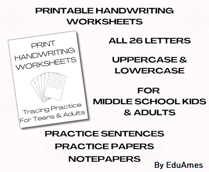 105 Pages of Printable Handwriting Worksheets for Adults - Etsy