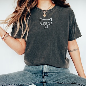 Comfort Colors Karma Is A Cat Shirt, Tswift Midnights, TS Karma Is A Cat, Midnights Merch, Midnights Tshirt, Eras Tour Outfit Ideas