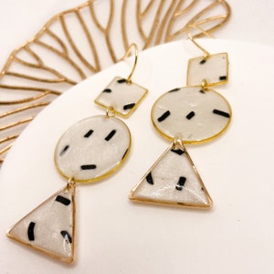 polka dot earrings, geometric earrings dangle,  bold earrings for women, unique gifts for sister, birthday gifts for Mom, nickel free, boho
