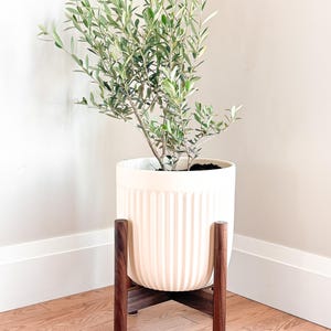 Mid Century Wooden Plant Stand | Handcrafted Solid Wood Stand