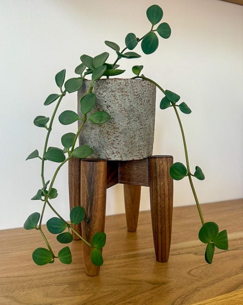 Mid-century Modern Plant Stand | Handmade Solid Wood Indoor Planter ...