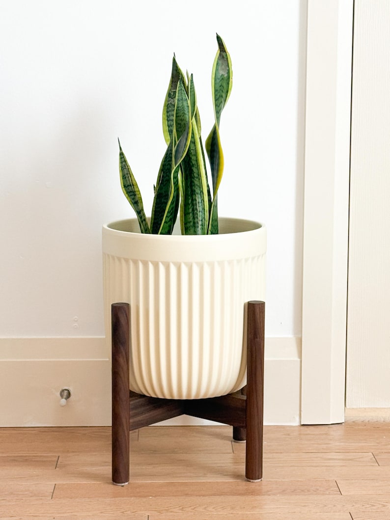 Mid Century Wooden Plant Stand | Handcrafted Solid Wood Stand - Etsy Canada