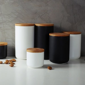 Boîte à thé avec couvercle en bambou, boîte à thé en céramique pour ranger les feuilles de thé