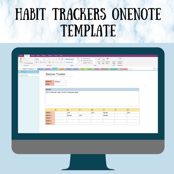 Onenote Habit Tracker Etsy Onenote Habit Tracker Etsy
