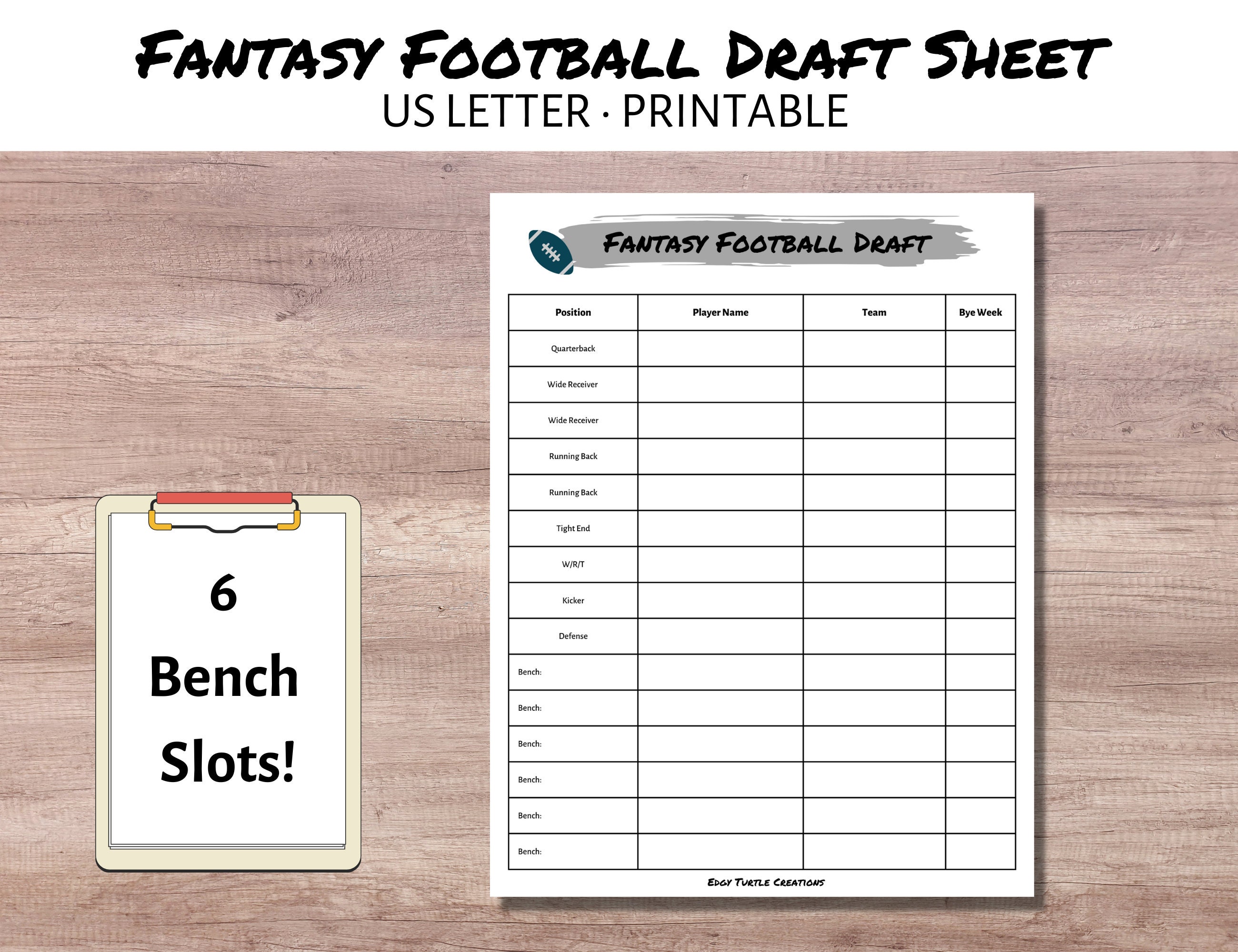 Football Draft Sheet - Etsy