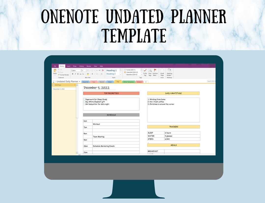 Onenote Undated Digital Planner Template, Ipad, Android, Windows, Apple Compatible. Digital