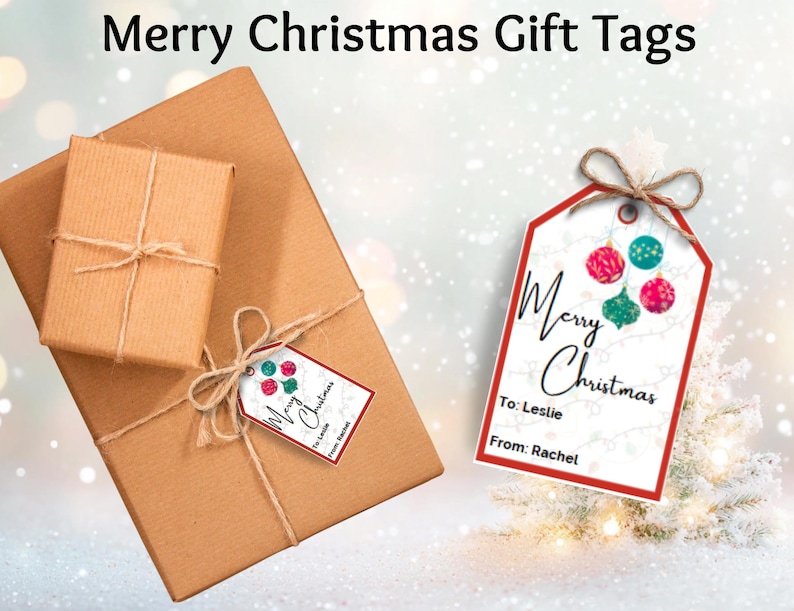 Merry Christmas Gift Tags Canva Template, Printable Editable Template ...