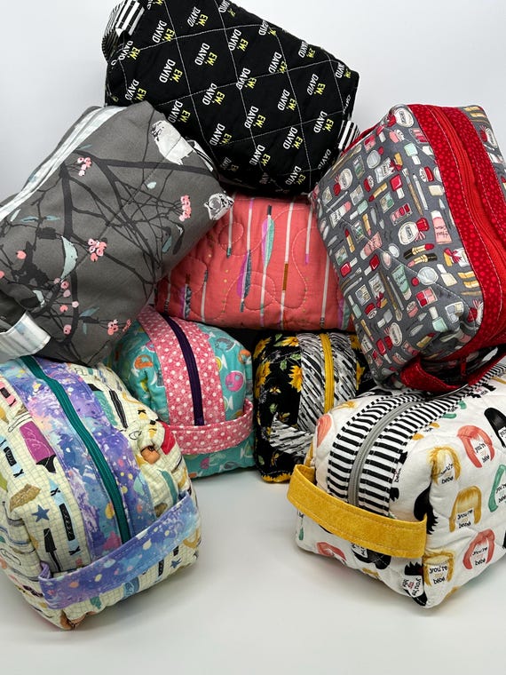 Quilted Makeup Bag Purple Dinosaur