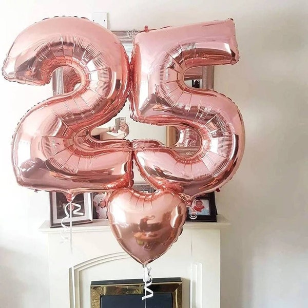 25th Birthday Girl Decoration Happy 25th Birthday 25 Birthday Decoration Rose Gold 25 Number Balloon Birthday Balloon Happy 25 Birthday Girl