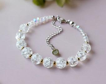 Split rock crystal gemstone bracelet