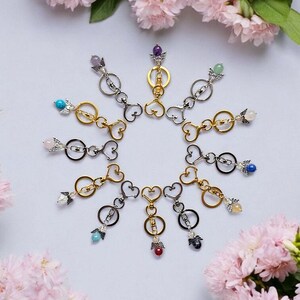 Keychain with gemstone beads and guardian angel