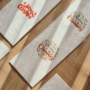 Tovaglioli personalizzati, tovaglioli stampati personalizzati, tovaglioli con nome personalizzato a tema natalizio per tavoli eleganti e speciali, buon Natale