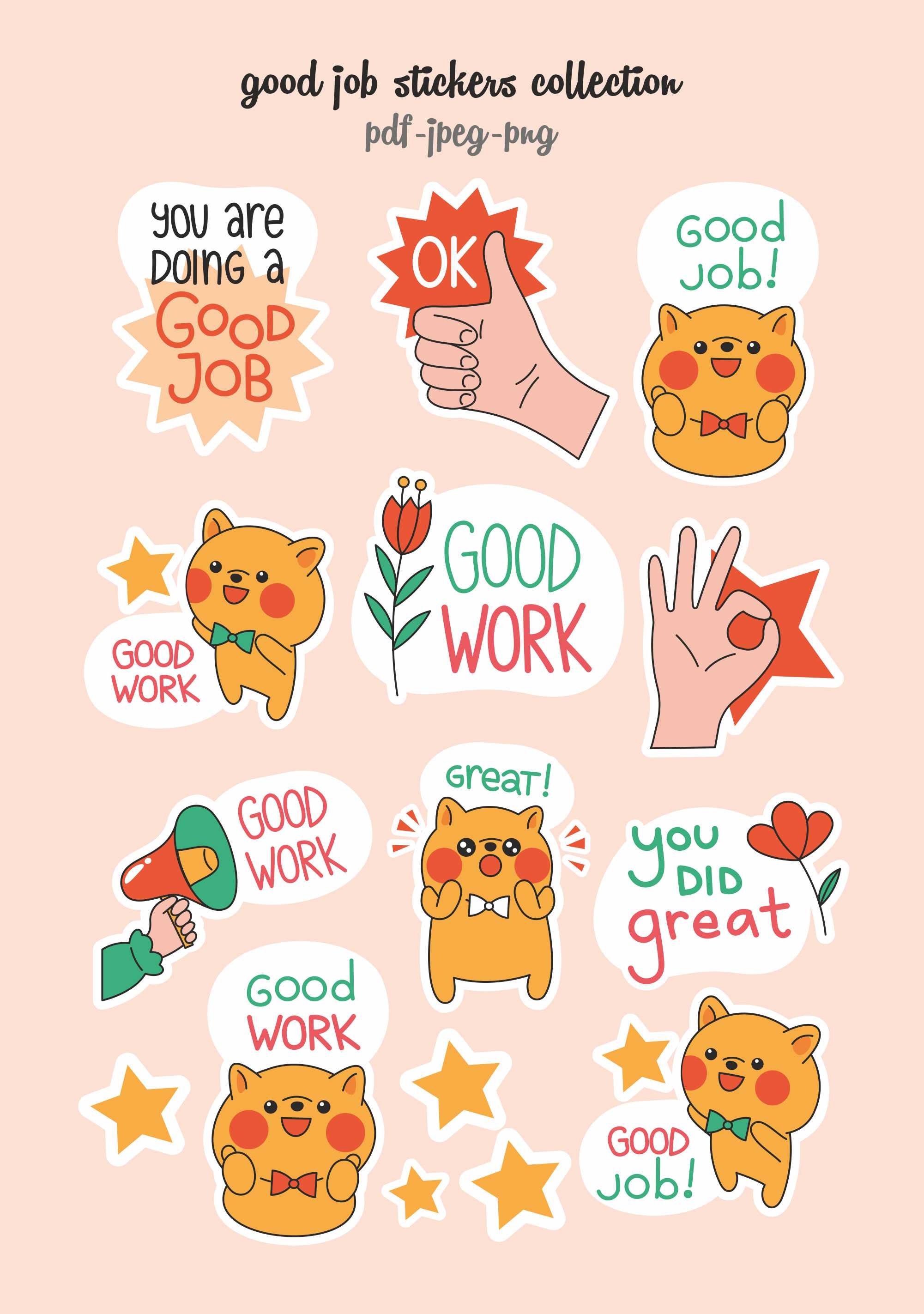 Good Job Stickers Collection Digital Sticker Packaging Labels Digital