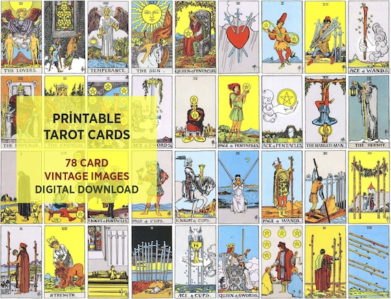 Solskoldning Hæl svær at tilfredsstille Tarot Cards Digital Download Printable Tarot Deck Rider - Etsy