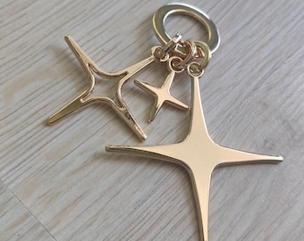 Gold Star Keychain, Aesthetic Star Charm Key Ring, Celestial Gift For Her, Valentines Day Gift, Unique Gold Keychain, Minimalist Keyring