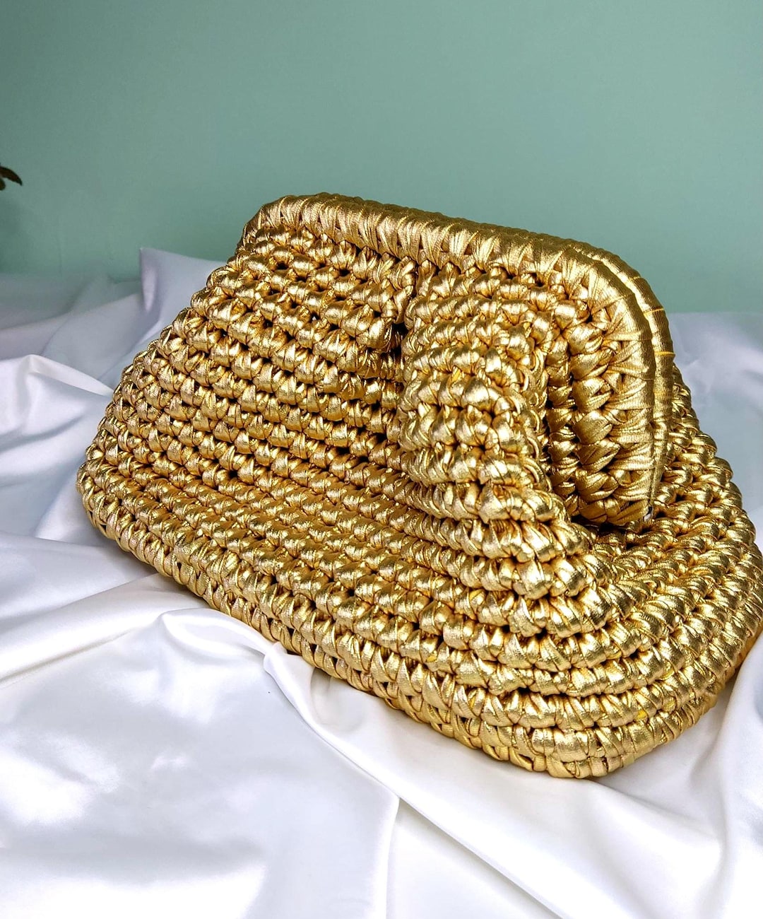 Elegant Metallic Gold Clutch Purse, Handcrafted Evening Bag, Perfect ...