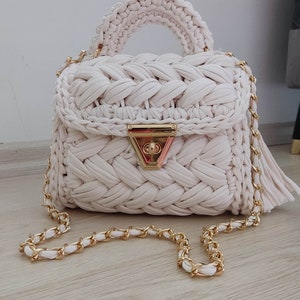 Designer Tasche/ gestrickte Tasche/ Schultertasche/ Frauen Tasche/ Gehäkelte Tasche/ Gestrickte Tasche/ Hochzeit Party Tasche