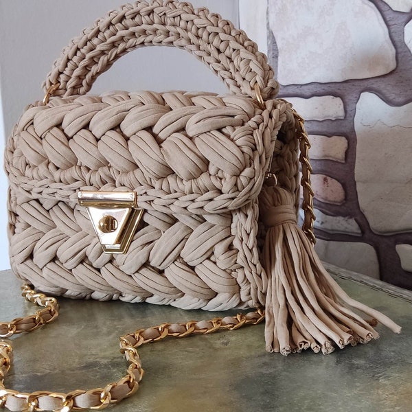 Sac capri de luxe, sac premium, sac tricoté au crochet fait main premium, sac bandoulière, sac de luxe, romance, fête de mariage, mariée, élégant, sac tissé à la main