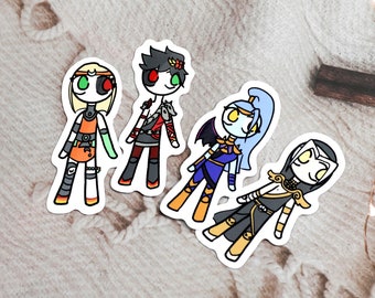 Hades Supergiant Games Chibi Vinyl Stickers - Pack Includes Zagreus, Megaera, Thanatos, and Melinoe