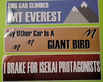 Pegatinas para parachoques con eslogan de broma: Everest, pájaro gigante, Isekai