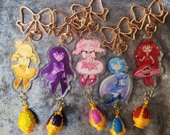 Puella Magi Madoka Magica Acrylic Keychains With Soul Gem Attachment Charm