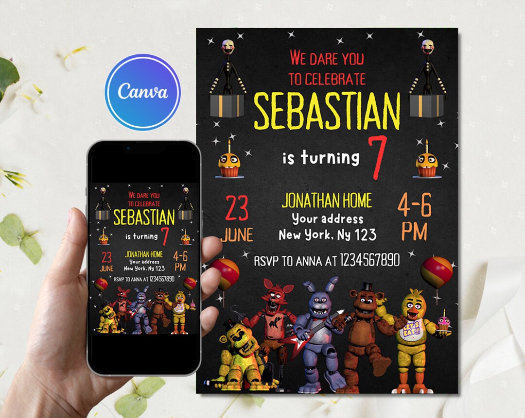 Five Nights at Freddy's Invitation Card | Nightmare Invitation ...