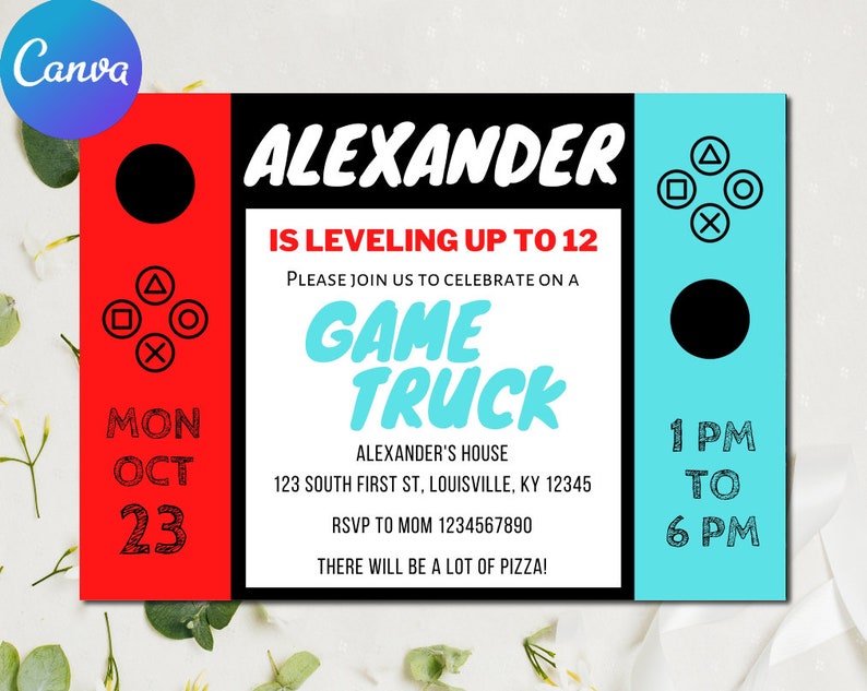 Video Games Birthday Party Invitation Gamer Birthday Invite Video Games ...