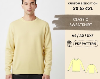 Classic Sweatshirt PDF Sewing Pattern | Men's Long Sleeve Jumper XS–4XL | Easy Beginner Friendly PDF Pattern