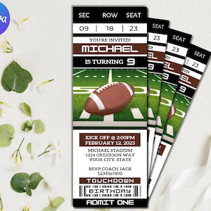 Football Ticket Birthday Invitation | Sports Birthday Invitation | Sports Ticket Style Party Invite | DIGITAL Editable Printable Invite