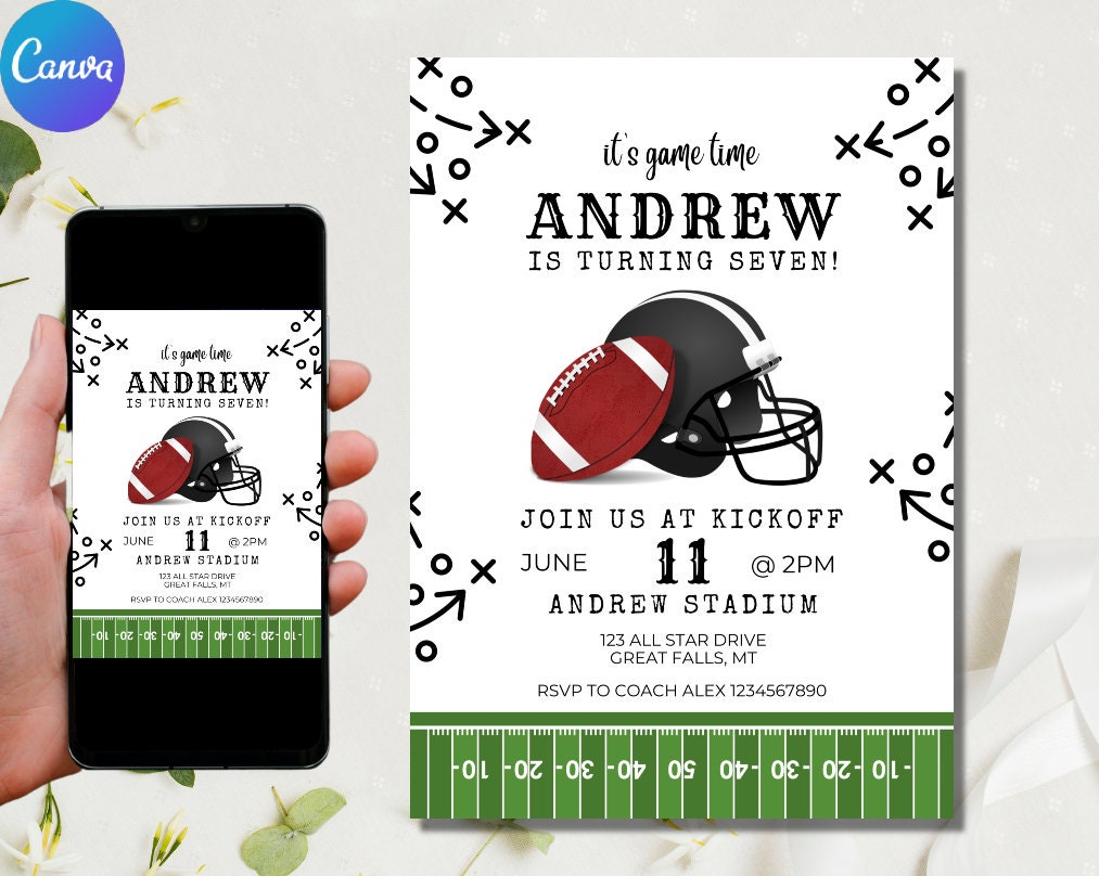 Football Birthday Party Invitation | It's Game Time | Football Invite | Boy Birthday Invite | DIGITAL Editable Printable Invite