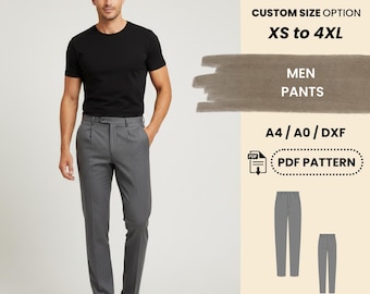 Men’s Classic Pants Sewing Pattern | Tailored Straight Trousers XS–4XL | Easy Beginner Friendly PDF Pattern