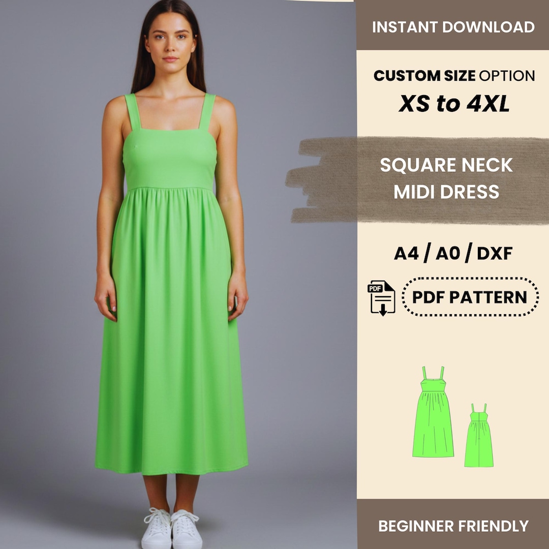 knee length dresses for ladies SQUARE DRESS (PDF) – Puff and Pencil main image 1