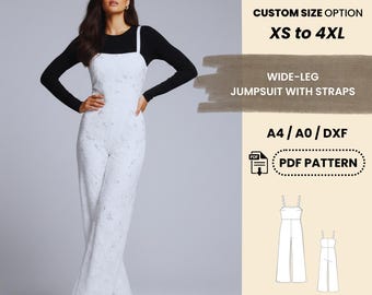 Eleganter Jumpsuit mit weitem Bein Schnittmuster | Riemchen Overall XS–4XL | Einfache anfängerfreundliche PDF-Häkelanleitung