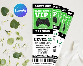 Video Game Truck Ticket Invitation | Gamer Birthday Party | Gaming Truck Invite | Digital or Printed Invites | Instant Download