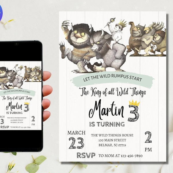 Where The Wild Things Are Birthday Party Invitation | Jungle Adventure Party Invite | Digital or Printed Invites | Instant Download