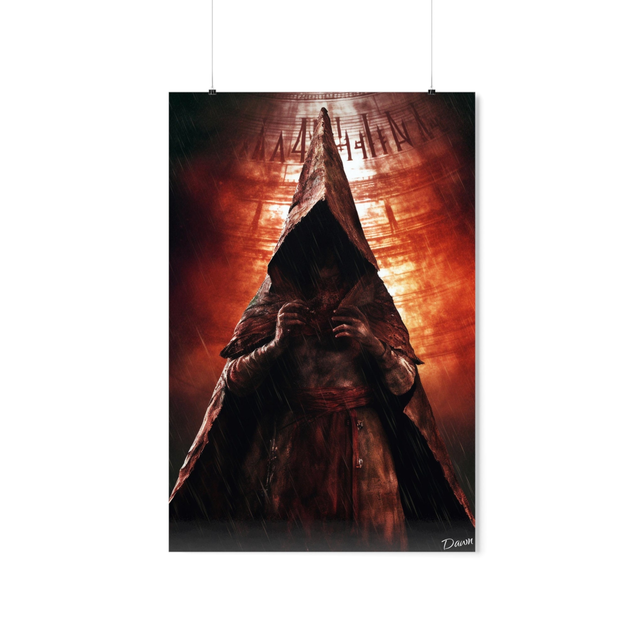  makeuseof Living Room Home Wall Decoration sill Fabric Poster Pyramid  Head Silent Hill Drawing Sword Blood: Posters & Prints