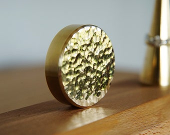 Hammered Brass Weight | Solid Brass Desk Accessories | Machined Office Paperweight