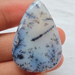Dendritic Opal Cabochon for Wire Wrapping | Natural Pear White Tree Stone | Pandent Jewelry Making Supply