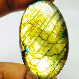 Wonderful - Yellow Flash Labradorite Cabochon Hand Polish Oval Shape Loose Gemstone Size - 39x25x6.40MM. For Making All Jewelry.!!252