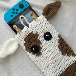 Crochet Cow Nintendo Switch Case | Handmade Farm Animal Bag | Handmade Gift | Gamer | Switch Lite Case | Farm Animal