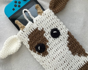 Crochet Cow Nintendo Switch Case: Handmade Farm Animal Bag