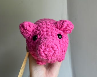 Crochet Pig Plushie | Handmade Farm Animal Nursery Decor