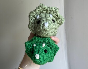 Crochet Triceratops Plushie: Miniature Dinosaur Toy