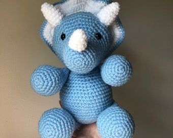 Crochet Triceratops Stuffed Animal: Handmade Dinosaur Plush