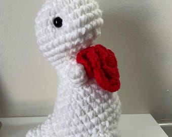 Crochet T-Rex Plushie with Rose | Valentine's Day Gift