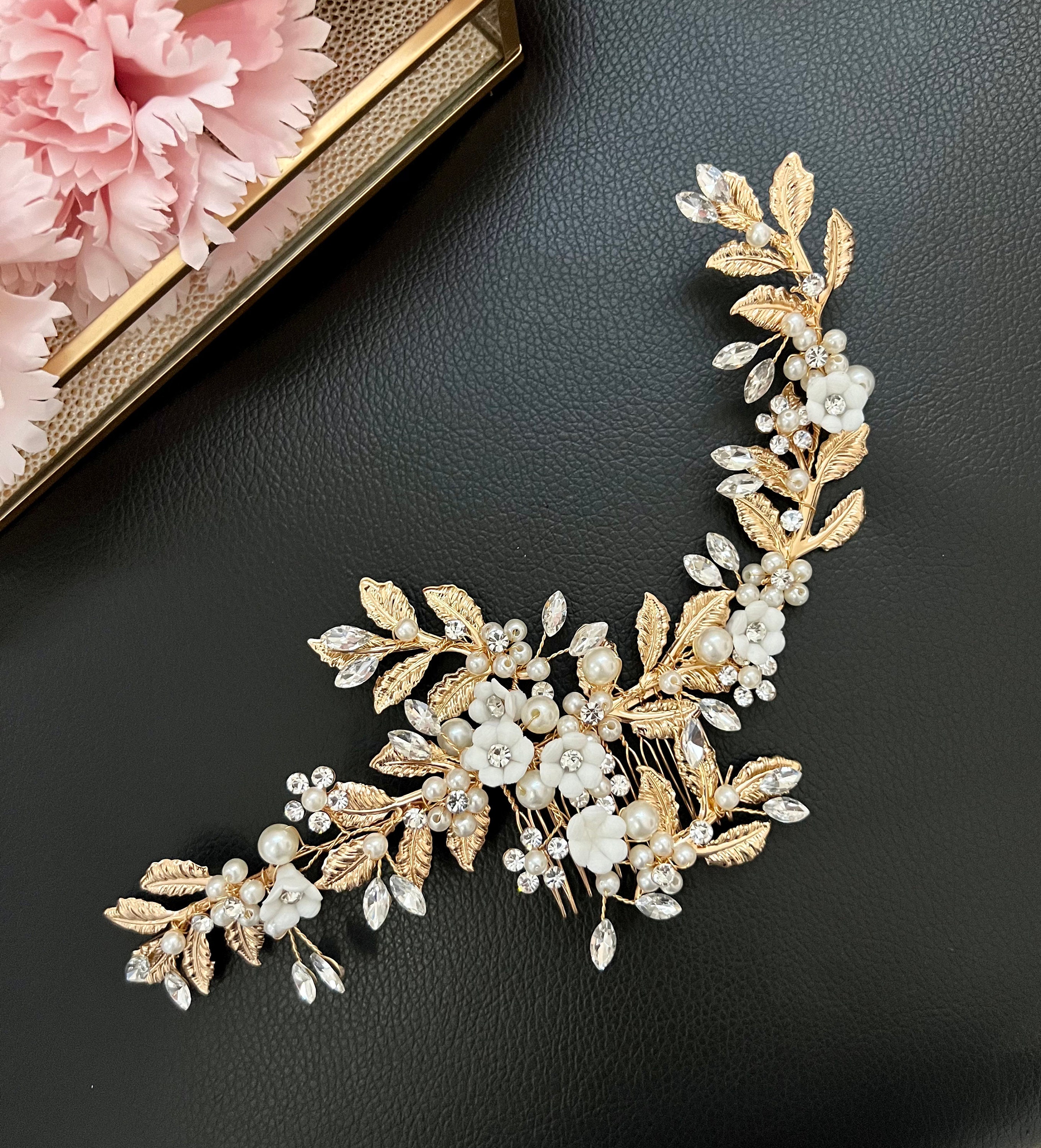 5 Piece Elegant Pearl Bridal Hair Comb & Pins